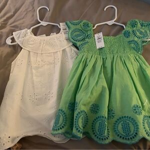 GAP Green and White Kids Dress Duo